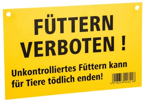 Warnschild "Füttern verboten!"